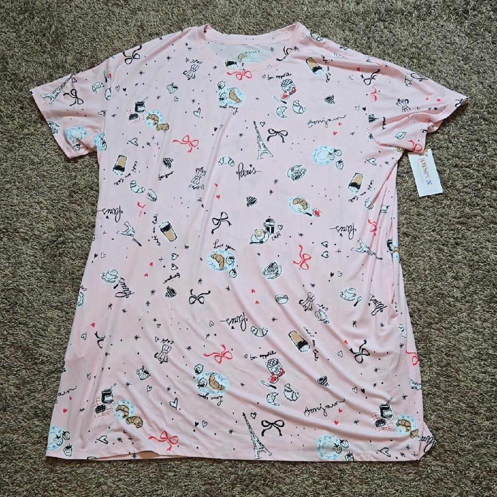 Joyspun Ladies Pink Sky 2X - 3X Plus Size PJ Sleepshirt Shirt Top